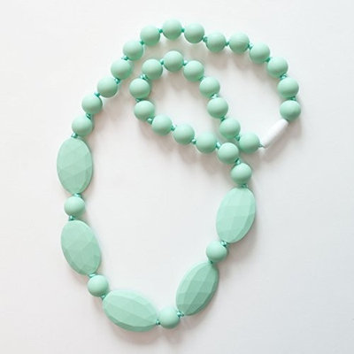 Mint Oval and Round Silicone Teething Necklace for Moms and Teething Nursing Babies BPA Free Chewable Teething Beads 3216