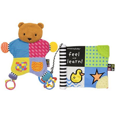 Amazing Baby Blanket Teether Bear with Feel & Learn Book