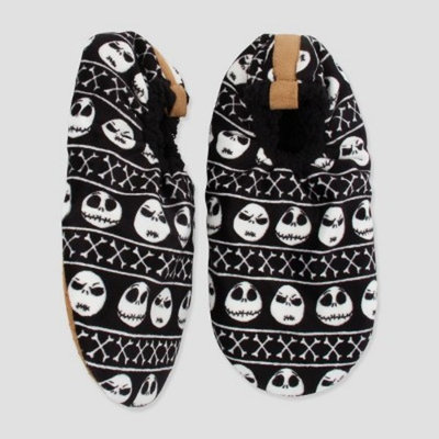 Men's Jack Skellington Fuzzy Babba Slipper Socks - Black