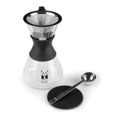 Coffee Panda Pour Over Coffee Maker Kit 4 Cup (20 oz/600 ml) Premium Borosilicate Glass Carafe Permanent Stainless Steel Drip Filter Coffee Scoop and Heat Resistant No-Slip Base Included