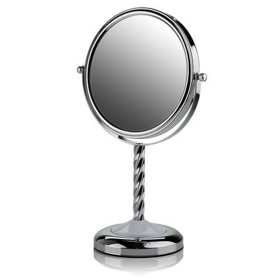 Ovente Round Tabletop Vanity Mirror, 7 Inch, Dual-Sided with 1x/5x magnification, Chrome-Plated Iron, Chrome (MNLBT70CH1X5X)