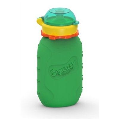 Reusable Baby Food Pouch + Squeeze, Portable, Refillable Baby Food Container, Storage + Great for Smoothies and Snacks + 100% Food Grade Silicone - Squeasy Snacker - Featuring No-Spill Insert