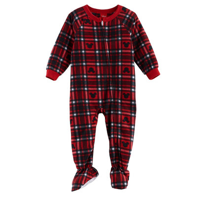 Disney's Mickey Mouse Baby Plaid Microfleece Footed Pajamas by Jammies For Your Families, Infant Unisex, Size: 18 Months, Multicolor