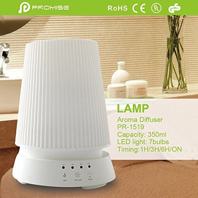 Ultrasonic Aroma Diffuser – 350ml Lamp Design Aroma Light Diffuser with Waterless Auto Shut-off for Office and Bedroom. Aroma Cool Mist Humidifier,7 Color LED Lights Changing for Home Office Baby