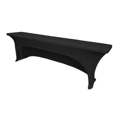 LA Linen TCSpandex-OB96x18x30-BlackX24 Open Back Spandex Tablecloth for Classroom Tables Black - 96 x 18 x 30 in.