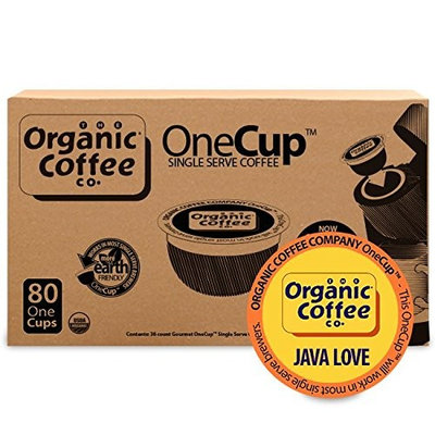The Organic Coffee Co. OneCup Java Love (80 Count) Single Serve Coffee Compatible with Keurig K-cup Brewers USDA Organic Single Serve Coffee Pods, Compatible with Cuisinart, Bunn Single Serve Brewers
