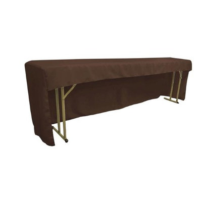 LA Linen TCpop-OB-fit-96x18x30-BrownP22 Open Back Polyester Poplin Fitted Tablecloth for Classroom Tables Brown