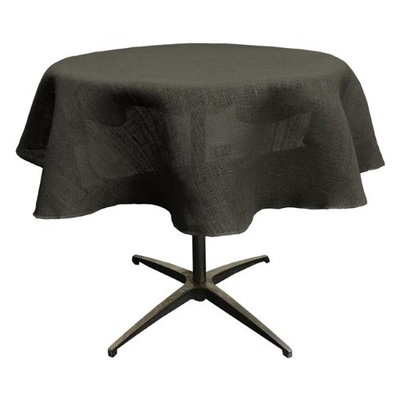 LA Linen TCBurlap58R-Black Dyed Natural Burlap Tablecloth Black - 58 in. Round