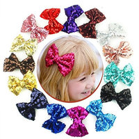Party Hair Bows Clips for Girls-15pcs Bling Sparkly Glitter Sequins Big 4