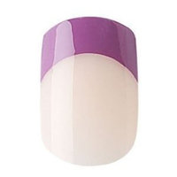 Cala French Neon Medium Length Chip Proof Fake Nails 24 pcs Nail File, Manicure Stick and Nail Glue Included Neon Purple 88255 by Shin's Trading Company Inc.