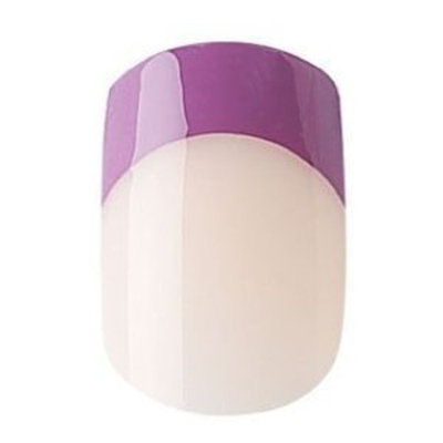 Cala French Neon Medium Length Chip Proof Fake Nails 24 pcs Nail File, Manicure Stick and Nail Glue Included Neon Purple 88255 by Shin's Trading Company Inc.