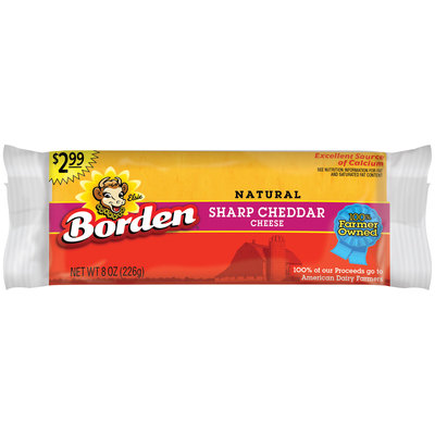 Borden® Natural Sharp Cheddar Cheese $2.99 Prepriced 8 oz. Brick