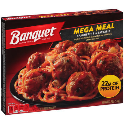 Banquet® Mega Meal Spaghetti & Meatballs 13.2 oz. Box