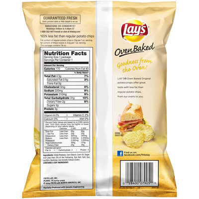 Lay's® Oven Baked Original Potato Crisps 1.34 oz. Bag