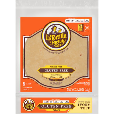 La Tortilla Factory® Wheat Free Gluten Free Ancient Grain Ivory Teff Wraps 10.16 oz. Bag