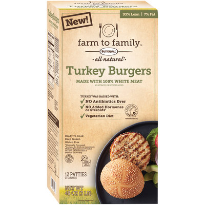 Farm to Family™ All Natural* Turkey Burgers 48 oz. Box
