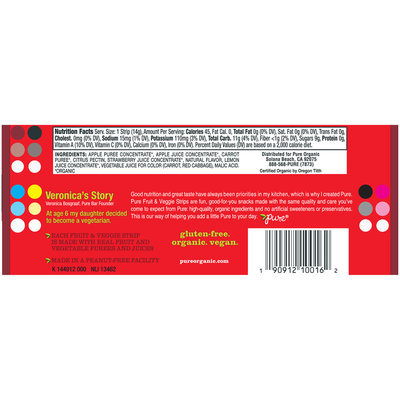 Pure Organic Strawberry Apple Fruit & Veggie Strip 0.49 oz. Wrapper