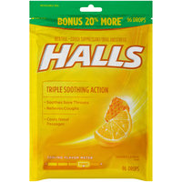 Halls Honey Lemon Cough Suppressant/Oral Anesthetic Menthol Drops 96 ct Bag