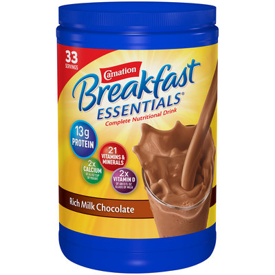 Carnation Breakfast Essentials Rich Milk Chocolate Nutritional Drink Mix Canister