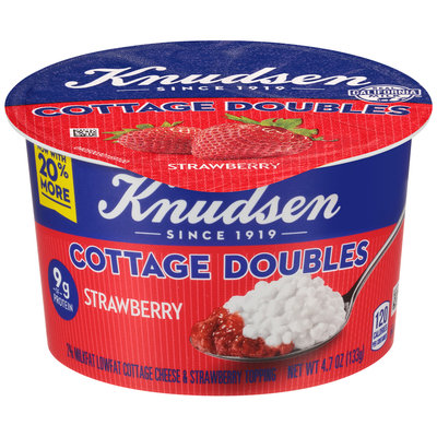 Knudsen Cottage Doubles Cottage Cheese & Strawberry Topping 4.7 oz. Tub