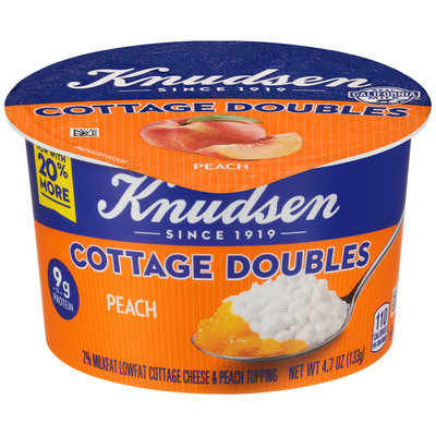 Knudsen Cottage Doubles Cottage Cheese & Peach Topping 4.7 oz. Tub