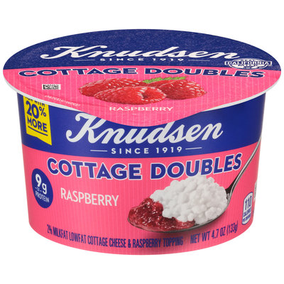 Knudsen Cottage Doubles Cottage Cheese & Raspberry Topping 4.7 oz. Tub