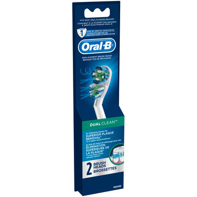 Dual Action Oral-B Dual Clean Replacement Electric Toothbrush Head 2 Count