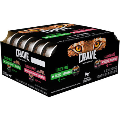 Crave™ Turkey Pate/Salmon Pate Premium Cat Food 12-1.32 oz. Trays
