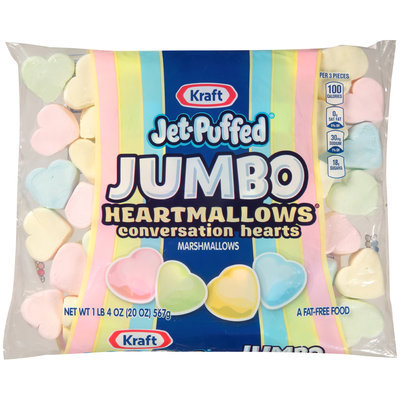 Kraft Jet-Puffed Jumbo HeartMallows® Conversation Hearts Marshmallows 20 oz. Bag