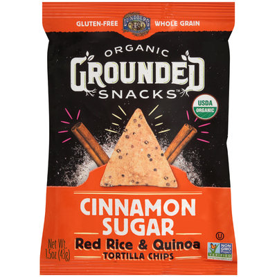 Lundberg® Organic Grounded Snacks™ Cinnamon Sugar Red Rice & Quinoa Tortilla Chips 1.5 oz Bag