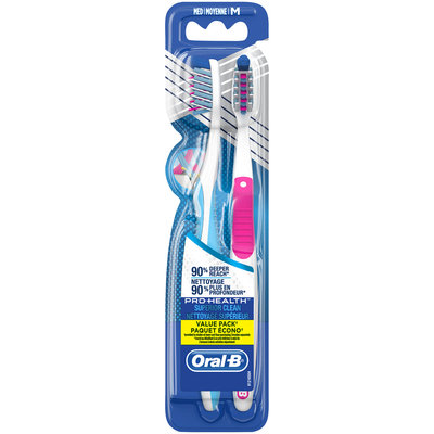 Oral-B® Pro-Health™ Superior Clean Medium Toothbrushes 2 ct Carded Pack