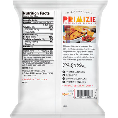 Primizie® Chile & Lime Thick Cut Crispbreads 1.5 oz. Bag
