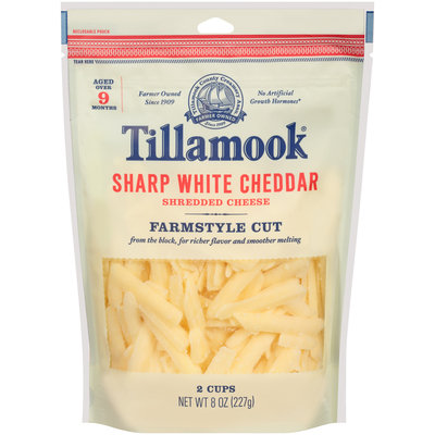 Tillamook® Farmstyle Cut Sharp White Cheddar Shredded Cheese 8 oz. Bag