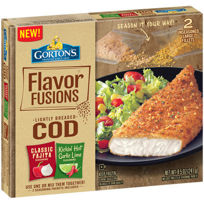 Gorton's® Flavor Fusions Classic Fajita Kickin' Hot Garlic Lime Lightly Breaded Cod 8.5 oz. Box