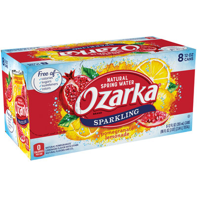 OZARKA Pomegranate Lemonade Sparkling Natural Spring Water 12oz cans (Pack of 8)