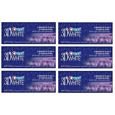 (PACK OF 6 TUBES) Crest 3D White Anti-Cavity Teeth Whitening Toothpaste. Removes Up to 90% of Surface Stains! Vibrant & Refreshing Mint Flavor! (6 Tubes, 5.5oz each Tube): Health & Personal Care