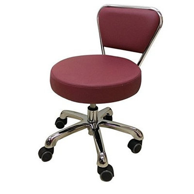 Spa Pedicure Chair Stool for Nail, Hair, Facial Technician (Short, Black) (Burgundy)