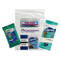 Travel Bathroom Toiletry Kit with Travel Size Toilet Tissue, Seat Covers, Clorox Wipes and Charmin Freshmates