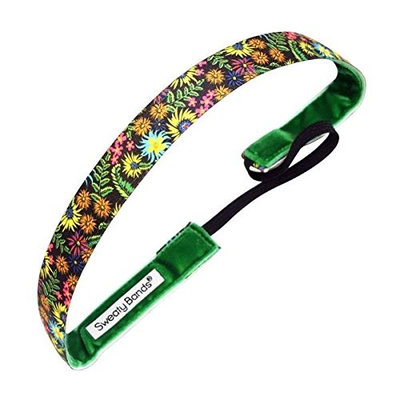 Sweaty Bands Womens Girls Headband - Non-Slip Velvet-Lined Athletic Hairband - Secret Garden Green
