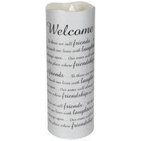 Carson Home Accents 14661X 8 x 3 in. Candle Flameless Flicker-Sonnet Welcome with Timer-Vanilla