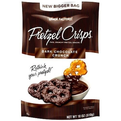 Snack Factory Pretzel Crisps, Dark Chocolate Crunch, 18 Ounce