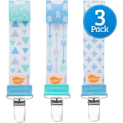 Ulubulu Muted Boy Pattern Combo Pacifier Clip, 3-Pack