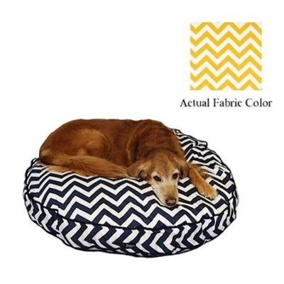 Yellow and White Chevron Printed Deluxe Round Pet Dog Bed - Large