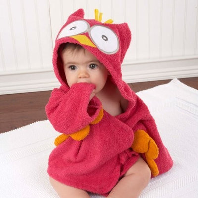 Baby Aspen My Little Night Owl Hooded Terry Spa Robe, Pink
