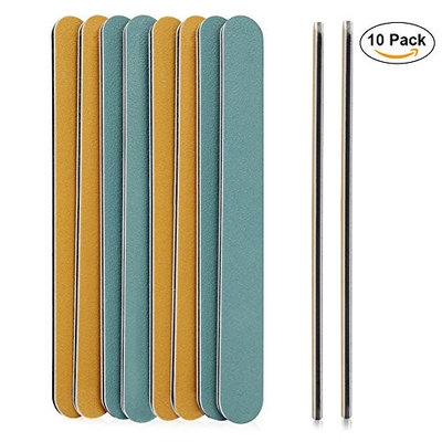 ANLAN Nail Files Washable Double Sided 100 180 Grit 10Pcs Waterproof Nail File