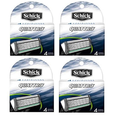Schick Quattro Refill Razor Blade Cartridges, 4 Cartridges (Pack of 4) + FREE Curad Dazzle Bandages 25 Ct