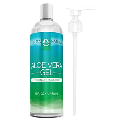 Aloe Vera Gel - Pure & Organic Moisturizing Treatment for Men & Women - For Sunburn, Breakouts, Razor Bumps & More Relief - Natural After Sun, Insect Bites & Scratches Skin Care - InstaNatural - 8 oz