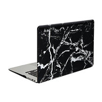 iDOO Hard Case for MacBook Air 13 inch Model A1369 / A1466 - Matte Plastic Frosted Rubber Coated Protective Shell Cover Black Marble