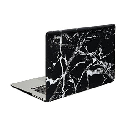iDOO Hard Case for MacBook Air 13 inch Model A1369 / A1466 - Matte Plastic Frosted Rubber Coated Protective Shell Cover Black Marble