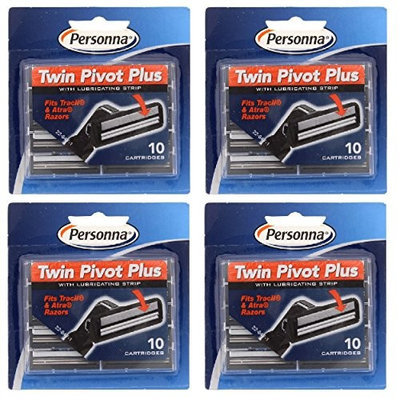 Personna Twin Pivot Plus Refill Blade Cartridges w/ Lubricating Strip for Atra & Trac II Razors 10 ct. (Pack of 4) + FREE Curad Dazzle Bandages 25 Ct